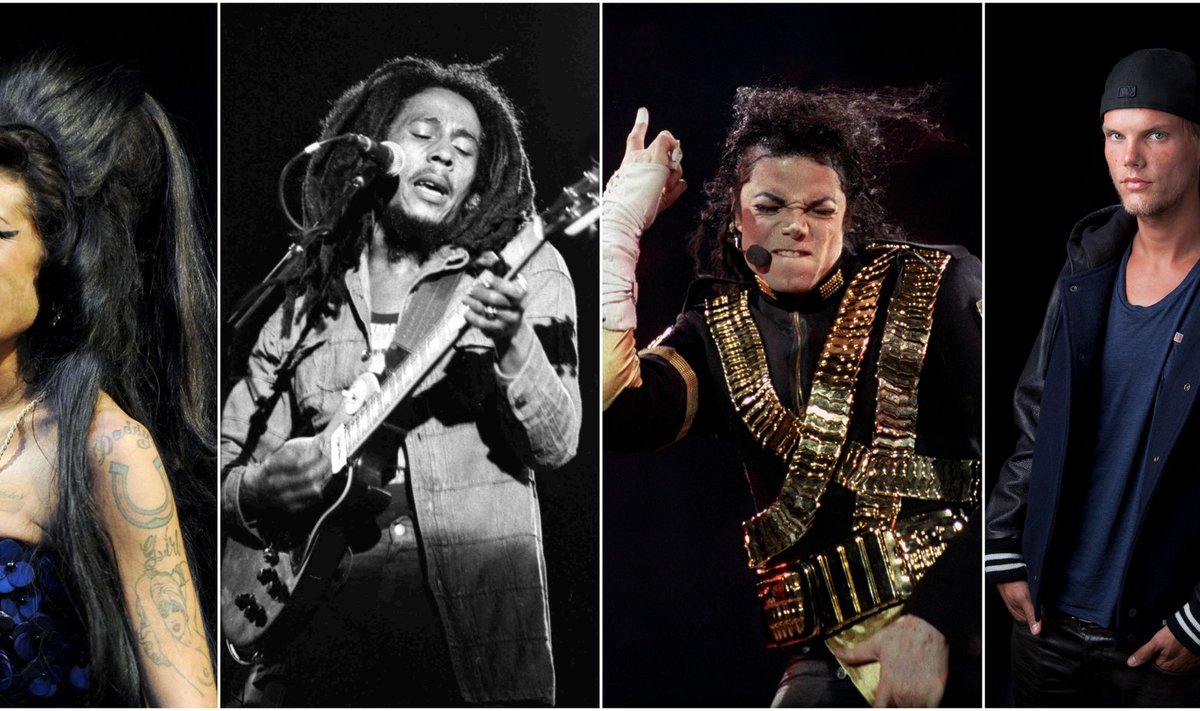 Amy Winehouse, Bob Marley, Michael Jackson, Avicii