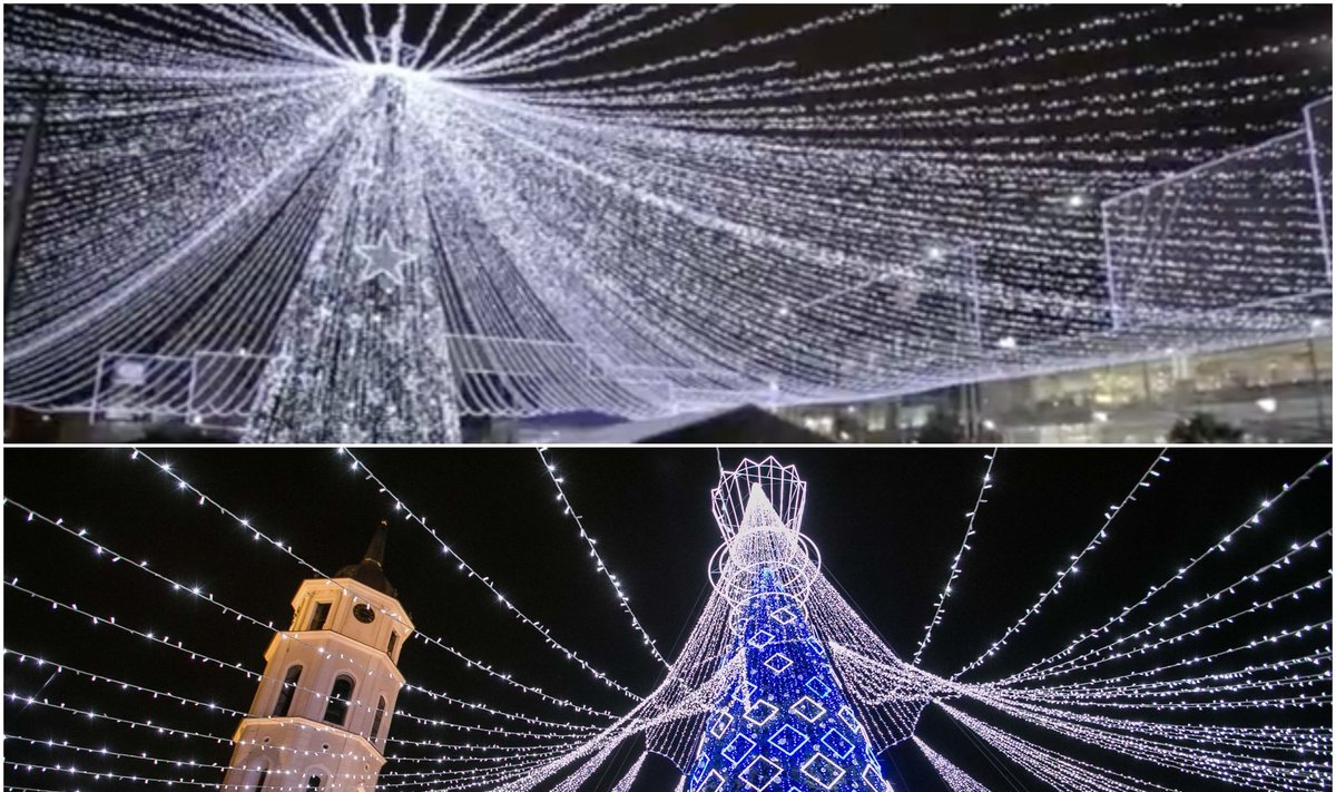 Kalėdinės eglutės Vilniuje ir Bogotoje
