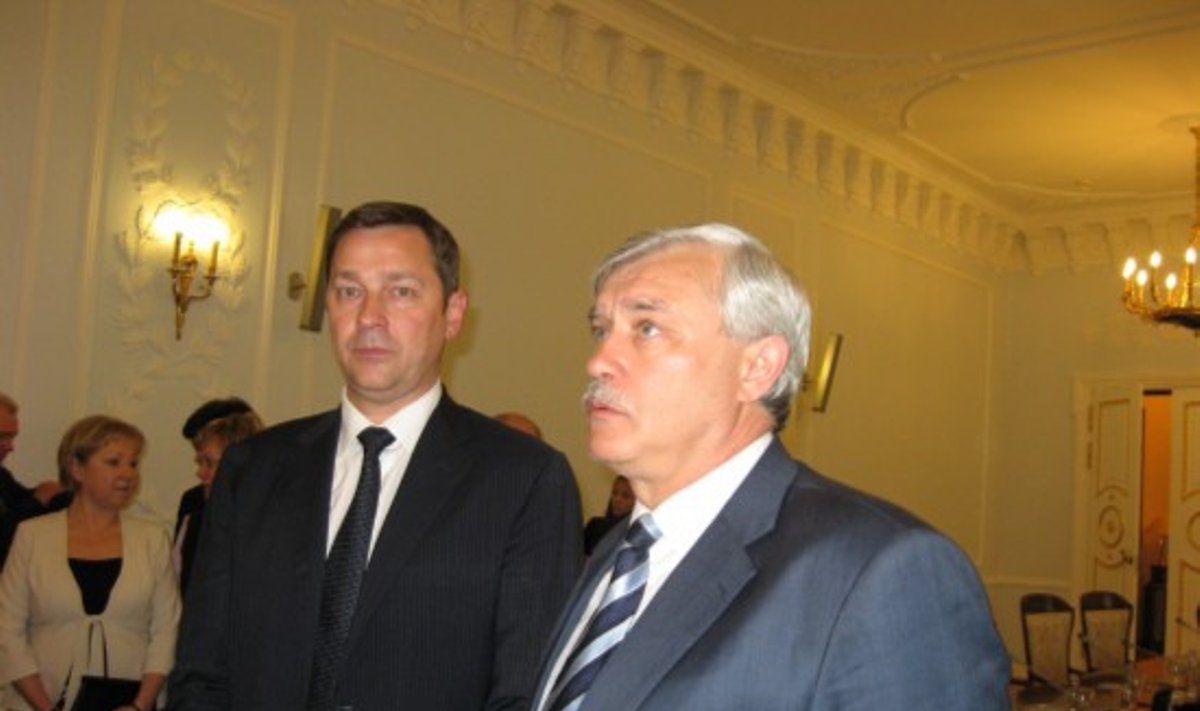 Vilniaus meras A. Zuokas ir Sankt Peterburgo gubernatorius G. Poltavčenka.