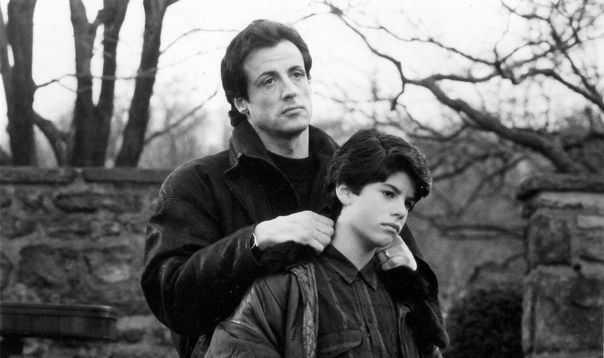 Sylvesteris Stallone su sūnumi Sage'u Stallone 1990 m.