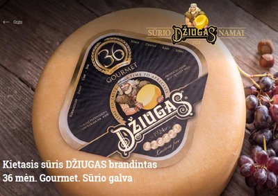 Džiugo sūrio etiketė gamintojo puslapyje 