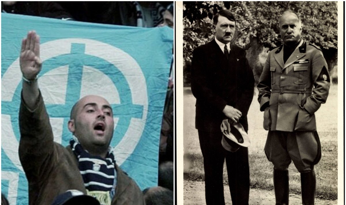 Benito Mussolini (dešinėje) su Adolfu Hitleriu, "Lazio" gerbėjas (Foto: Twitter)