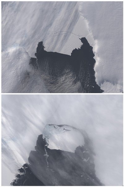 NASA nuotraukoje matyti, kaip nuo ledyno atskilo didžiulis ledo gabalas