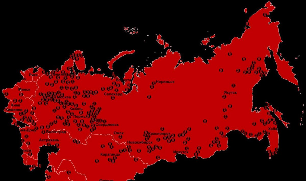 Gulago stovyklų žemėlapis 