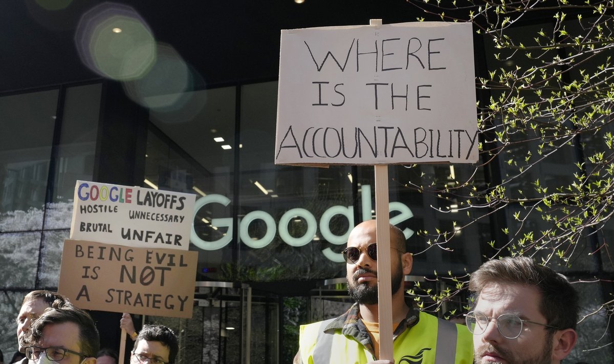 „Google“ darbuotojų protestai Londone