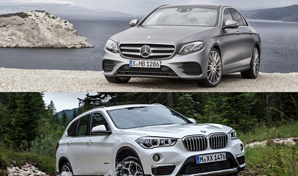 "BMW X1" ir E klasės "Mercedes-Benz"