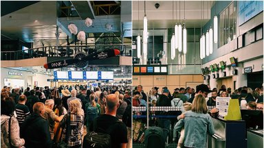 Tokių eilių Vilniaus oro uoste dar nematėte: keleiviai meldė Dievo ir apsaugos darbuotojų malonės
