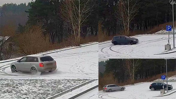 Sniegas gyvenimą apsunkina ne visiems – tyčia automobilio slydimą provokuojantys vairuotojai kone muša rekordus policijos suvestinėse