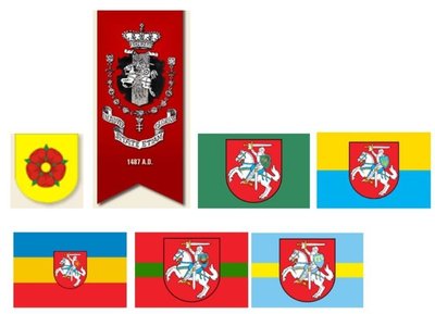 Lietuviškųjų „jotvingių“ („Jotvos – 3“) herbas ir  vadinamojo Jotvingių kryžiaus riterių ordino vėliava. Siūlyčiau atkreipti dėmesį į Lietuvos herbo profanaciją ordino vėliavoje – penkialapę rožę Vyties raitelio skyde. Toliau –„Slobodijos“, „Galicijos“, „Moldovos Rusios“, „Transnistrijos Rusios“ ir „Krymototorijos“  „feikinių“ liaudies respublikų simbolika, kurioje Vyties skyde taip pat vaizduojami vis kitokie heraldiniai ženklai