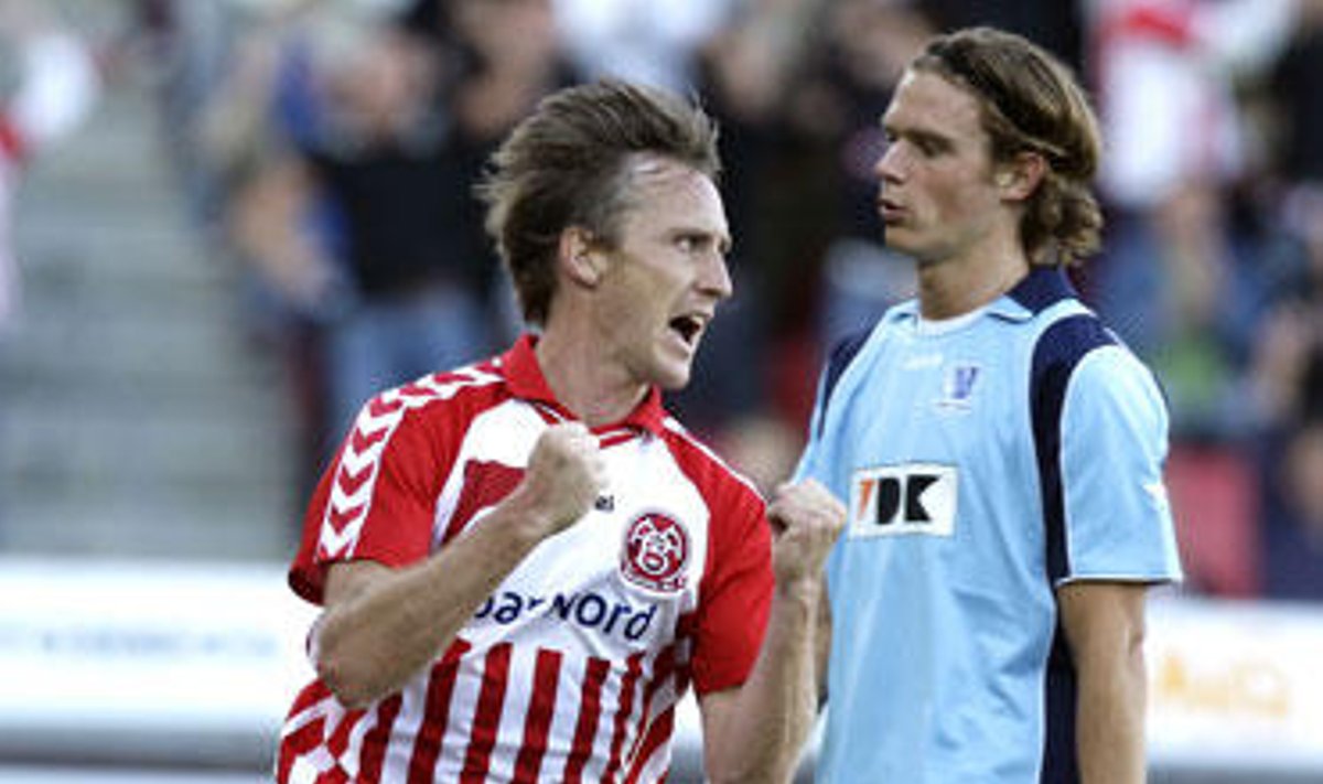 Andreasas Johanssonas ("Aalborg") džiaugiasi įvarčiu