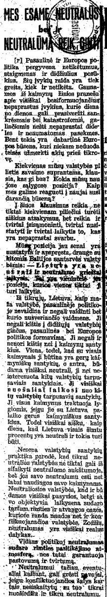 1939 m. „Lietuvos žinių“ publikacijos (epaveldas.lt nuotr.)