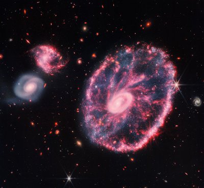 Vežimo rato galaktika infraraudonųjų spindulių ruože. JWST teleskopas.