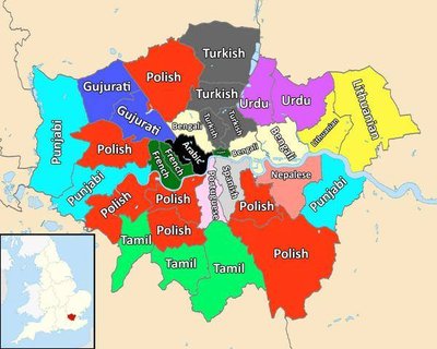 Najpopularniejsze języki w Londynie. Źródło: Kartografia ekstremalna