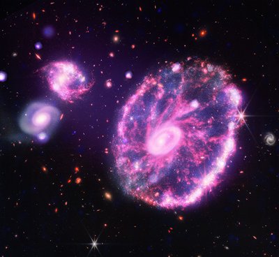 Vežimo rato galaktika infraraudonųjų ir rentgeno spindulių ruože. JWST/Chandra teleskopas.