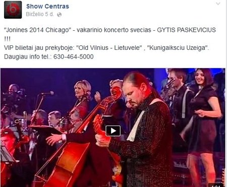 Gyčio Paškevičiaus koncerto reklama "Facebook" 