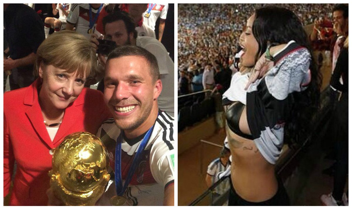 Angela Merkel, Lukas Podolski ir Rihanna