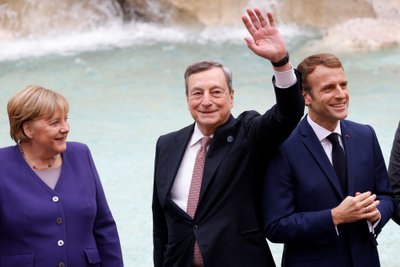 Angela Merkel, Mario Draghi, Emmanuelis Macronas