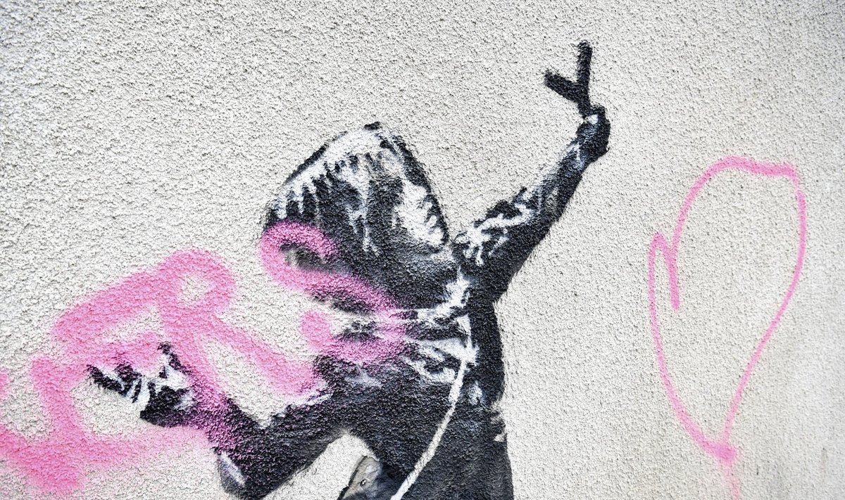 Vandalai sugadino garsiojo Banksy kūrinį Anglijoje