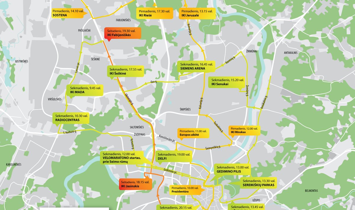 "Varom už Lietuvą" Vilniuje žemėlapis