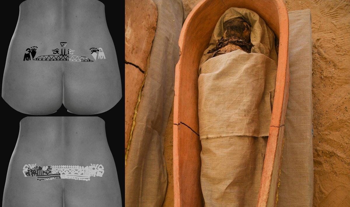 Ištyrę moteriškos lyties egiptiečių mumijas mokslininkai aptiko likusias tatuiruotes. A. Austin nuotr.