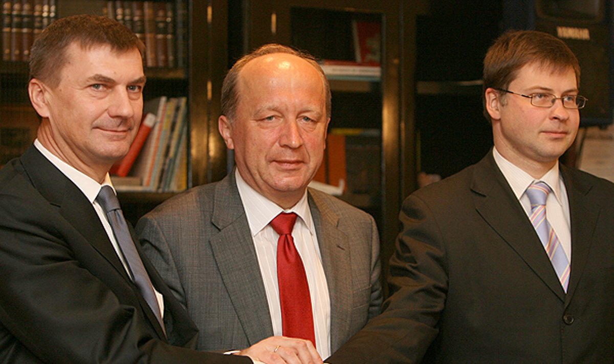 Andrus Ansipas, Andrius Kubilius, Valdis Dombrovskis (iš kairės į dešinę)