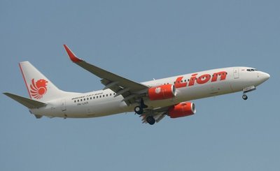 „Lion Air“ orlaivis dangaus fone