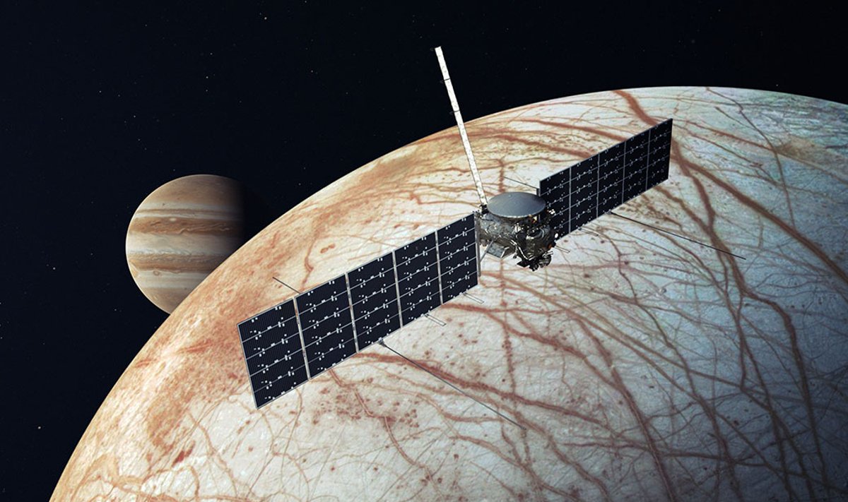 Jupiterio palydovas Europa, anot mokslininkų, yra potenciali vieta nežemiškos kilmės gyvybės paieškoms.