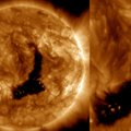Saulės paviršiuje susiformavo milžiniška tamsi skylė – iš jos besiveržiantis Saulės vėjas nukreiptas tiesiai į Žemę
