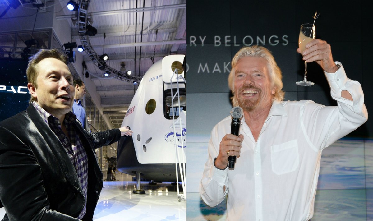 Elonas Muskas, Richardas Bransonas (AP/AFP nuotr.)