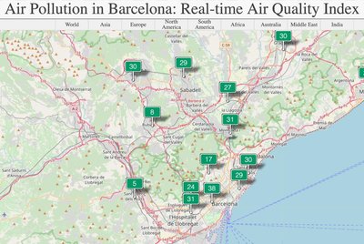 Aplikacija, skelbianti oro taršos matavimus Barselonoje