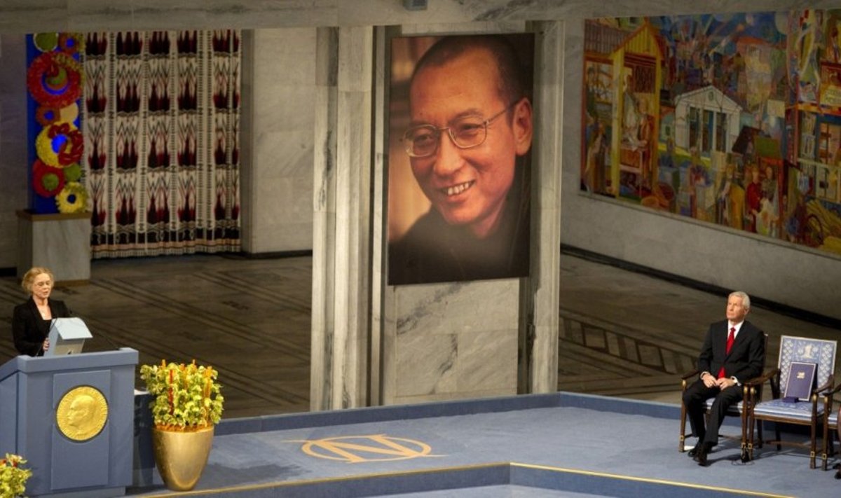 Nobelio taikos premijos laureatas Liu Xiaobo pagerbtas jam nedalyvaujant