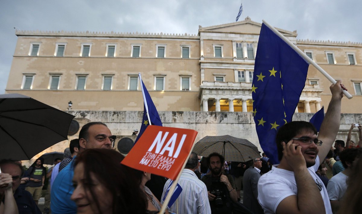 ES rėmėjų protestas Graikijoje