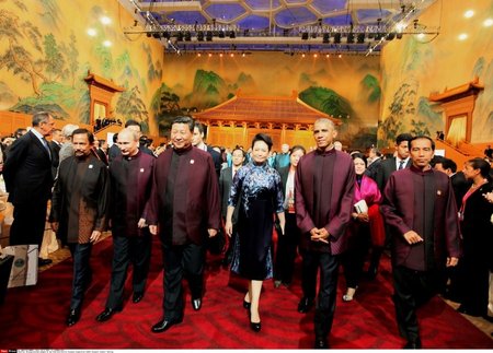 APEC 2014 m. Kinija. B. Obama, Xi Jinping, V. Putinas