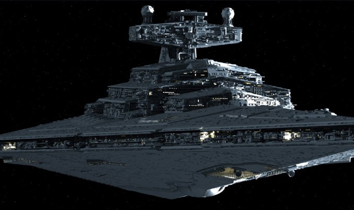 "Star destroyer" klasės erdvėlaivis iš filmo "Star Wars"