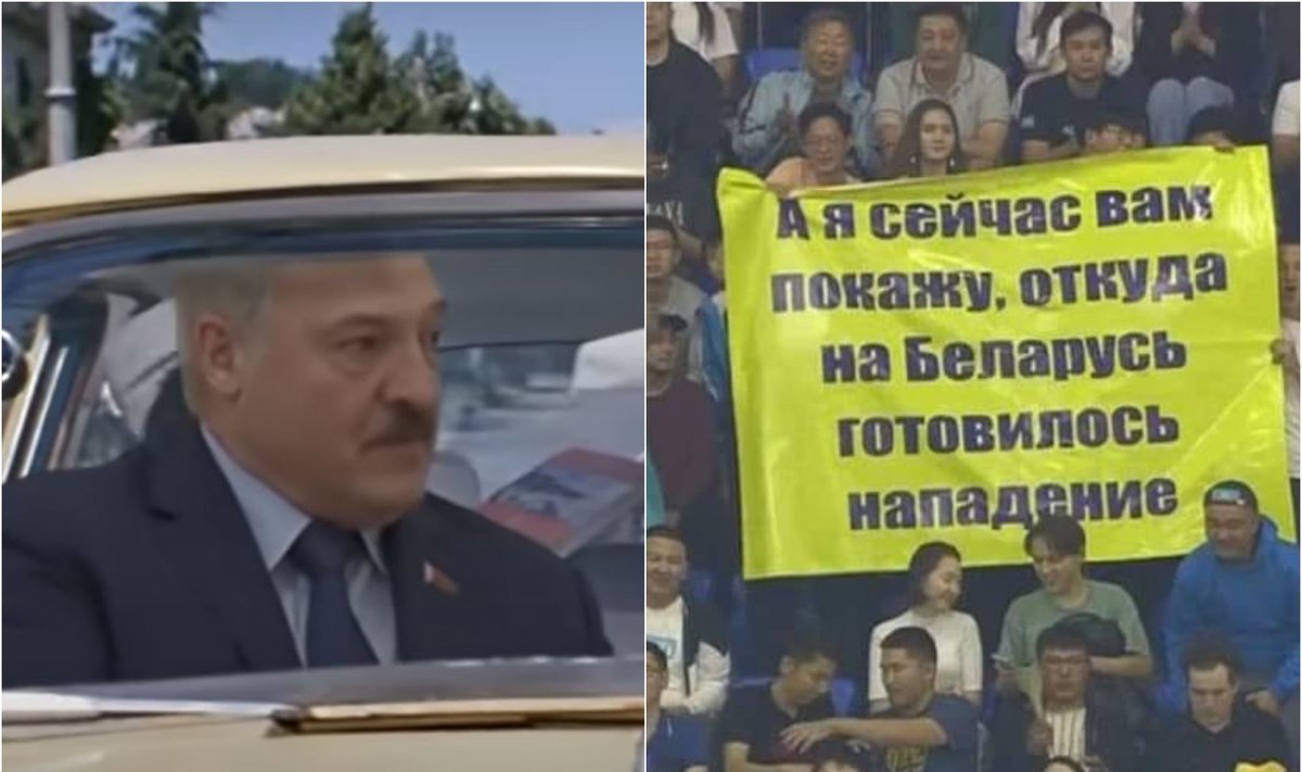 Aliaksandras Lukašenka, Kazachstano sirgalių plakatas