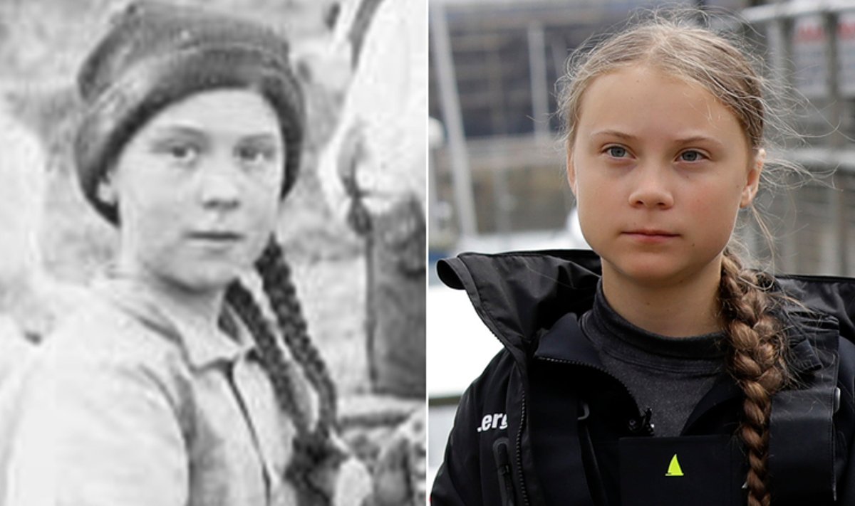 120 metų senumo nuotrauka ir Greta Thunberg