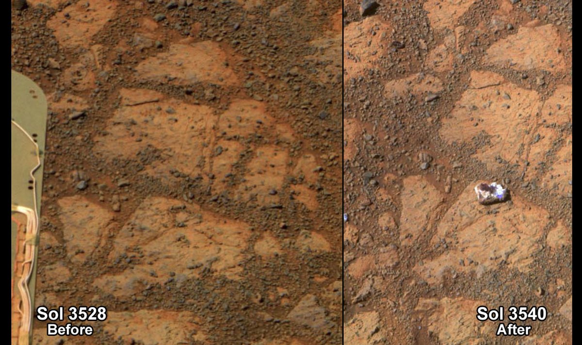 Marsaeigio "Opportunity" skirtingomis dienomis užfiksuoti vaizdai