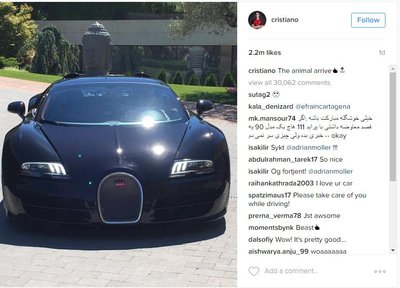 Cristiano Ronaldo naujas automobilis "Bugatti Veyron"