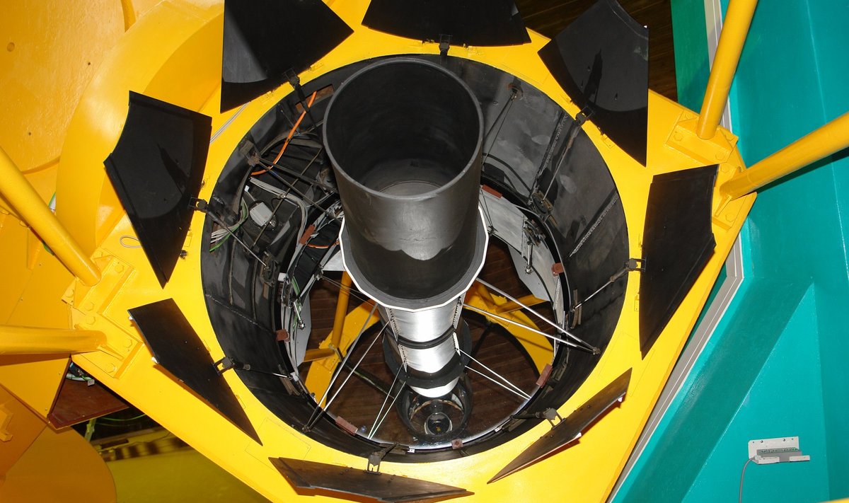 1,65 m. teleskopo veidrodžių sistemos vaizdas iš viršaus (Molėtų astronomijos observatorijos nuotr.)