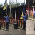 Tbilisyje nuplėšta Ukrainos vėliava, kaltininkas pats paskelbė vaizdo įrašą