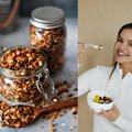 Dietistė Indrė Trusovė dalinasi dviem sveikų saldėsių receptais: naminė granola ir kakaviniai sausainiai – tikras smaližių išsigelbėjimas