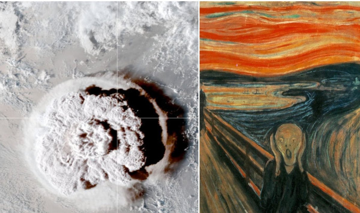 Krakatau išsiveržimo pasekmė buvo ryškiai raudonas dangus Norvegijoje, o tai įkvėpė Munką nutapyti savo garsųjį paveikslą
