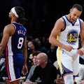 NBA favoritų mūšyje Curry pasirodymas užgožė „Nets“ žvaigždyną ir išjudino Bruklino publiką