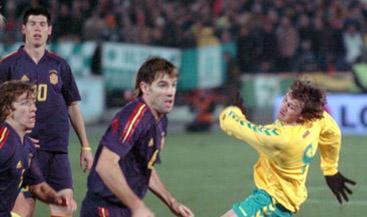 Lietuva - Ispanija, futbolo varžybų akimirka