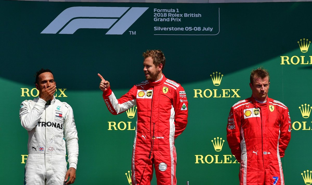 Lewisas Hamiltonas, Sebastianas Vettelis ir Kimi Raikkonenas