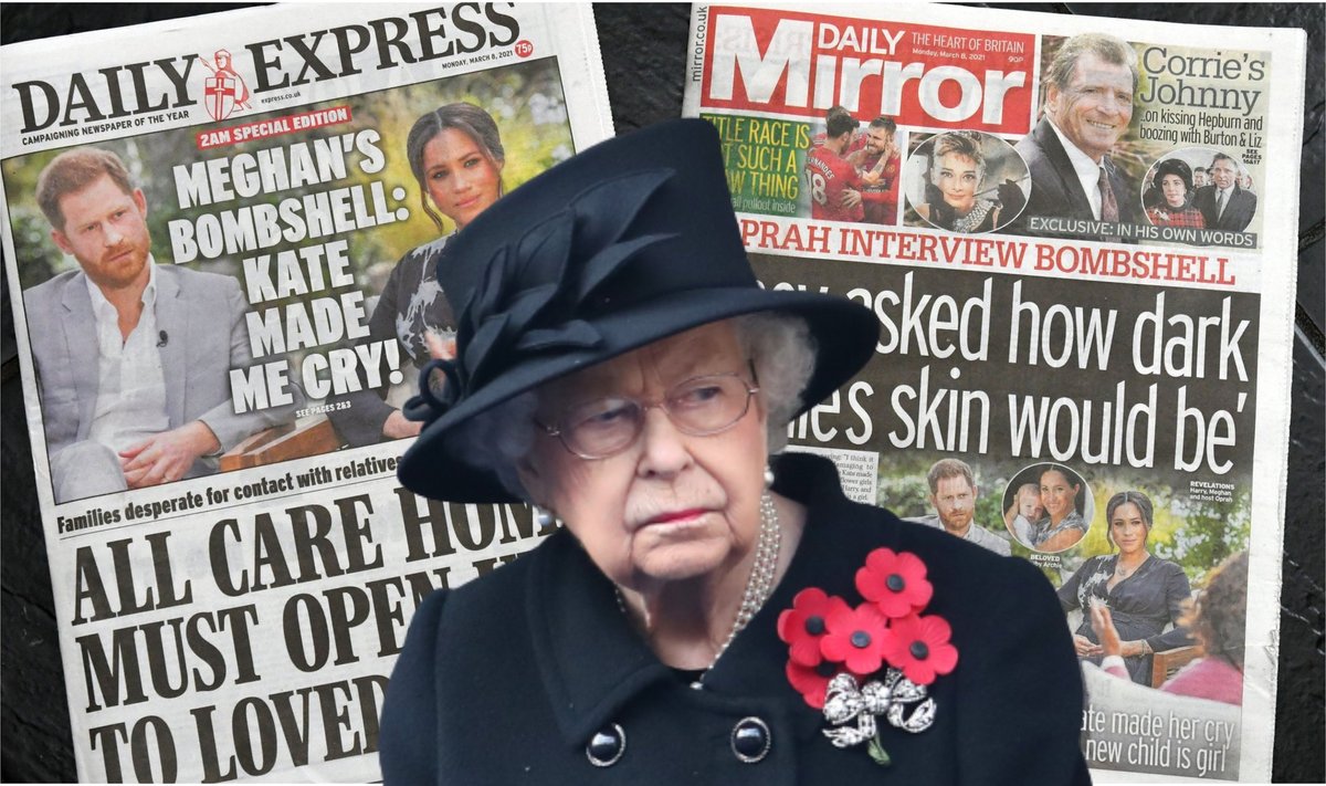 Karalienė Elizabeth II ir britų spauda po princo Harry ir Meghan Markle interviu