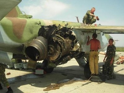 Priešlėktuvine raketa pažeistas Rusijos orlaivis Su-25