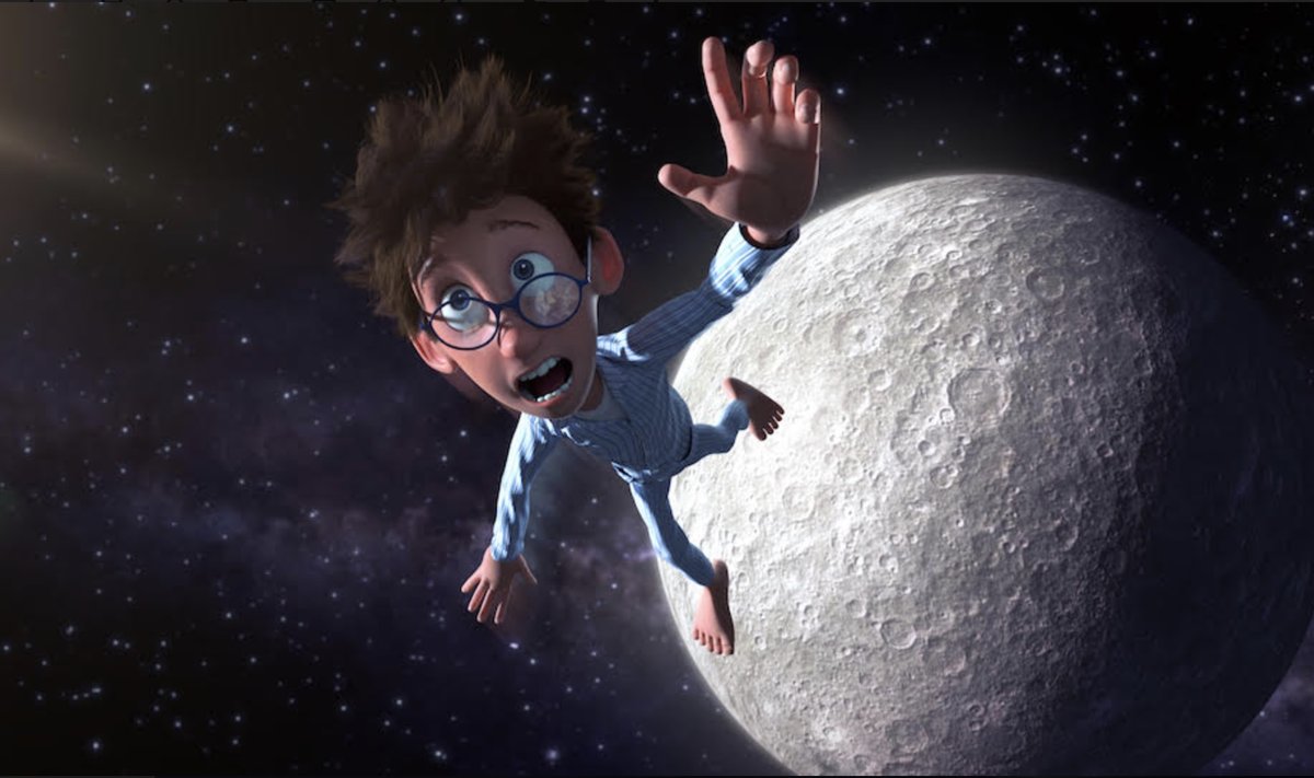 Kadras iš animacinio filmo "Į Mėnulį"