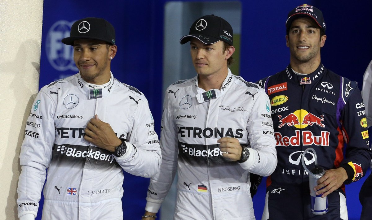 Lewisas Hamiltonas, Nico Rosbergas ir Danielis Ricciardo