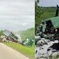 Žiaurus traktoriaus ir vilkiko susidūrimas Kelmės r.: sužaloti vairuotojai skubiai išgabenti į ligoninę